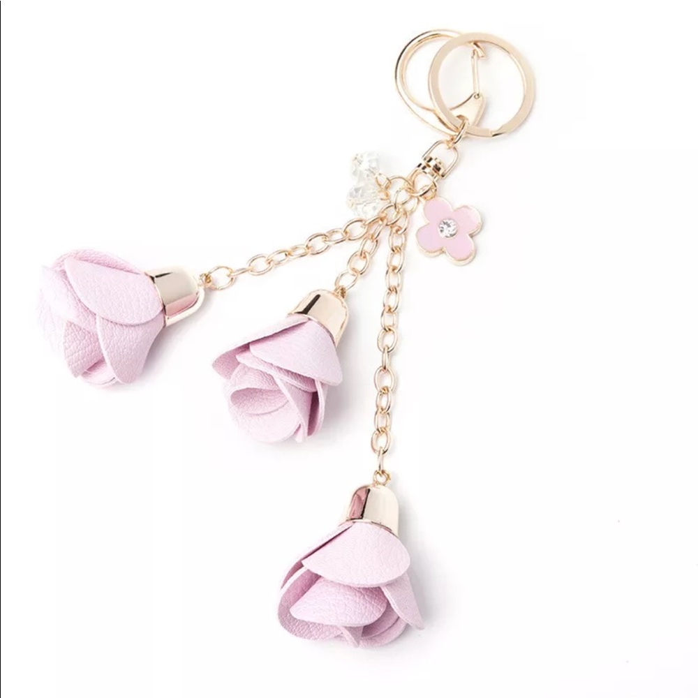 Pink rose key chain